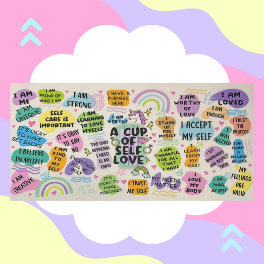 Self Love Cup Makeovers: 16 oz Libbey Glass Can UV DTF Wraps 🌈✨