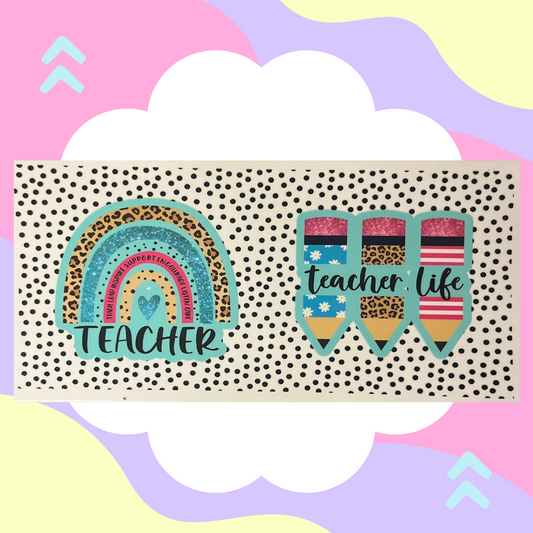 Teacher Cup Makeovers: 16 oz Libbey Glass Can UV DTF Wraps 🌈✨