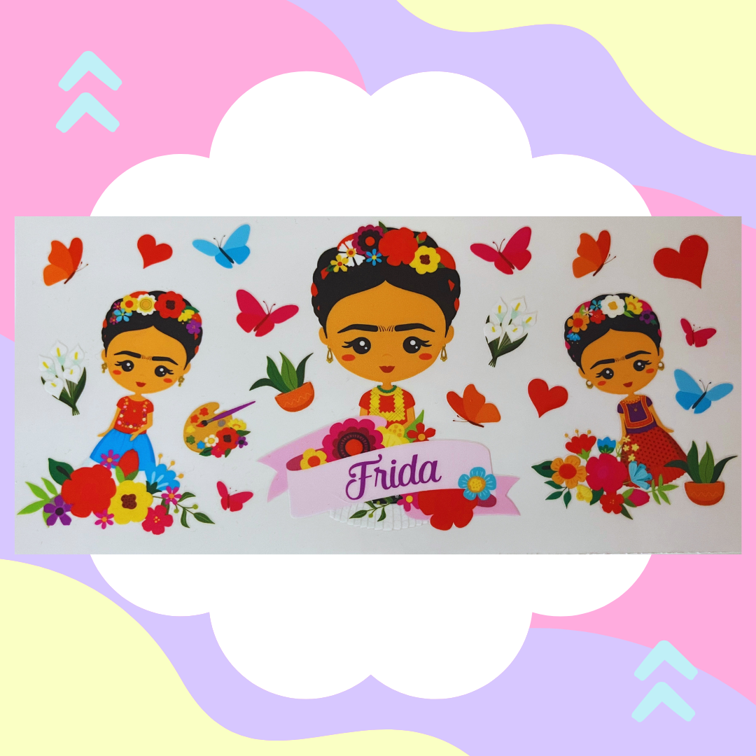 Frida : 16 oz Libbey Glass Can UV DTF Wraps 🌈✨