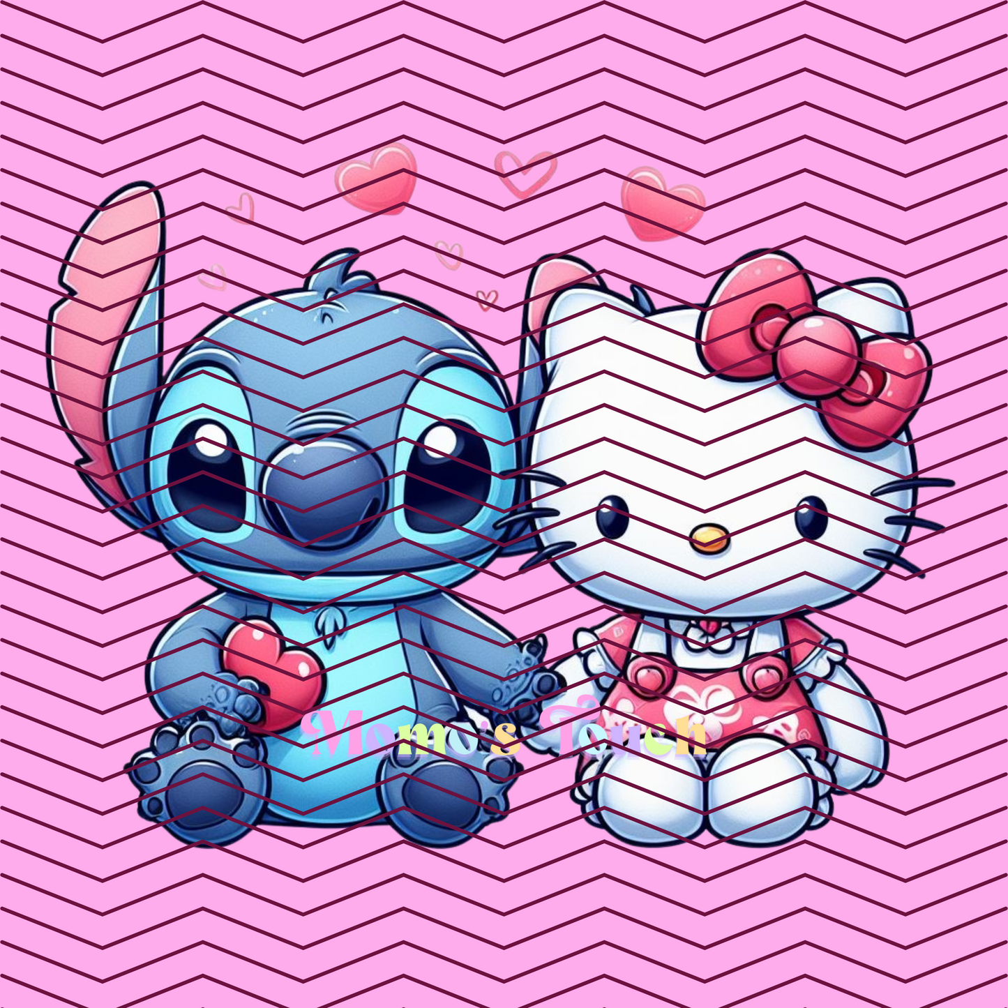 STITCH & HELLO KITTY CUTIE - DTF FULL COLOR TRANSFER SHEET