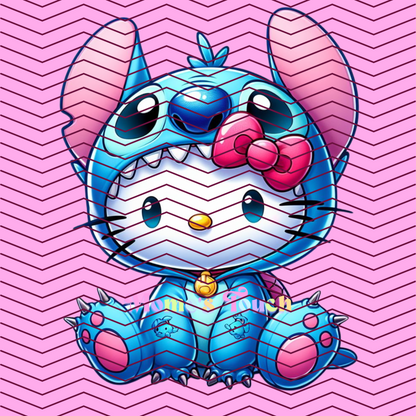 HELLO KITTY & STITCH - DTF FULL COLOR TRANSFER SHEET