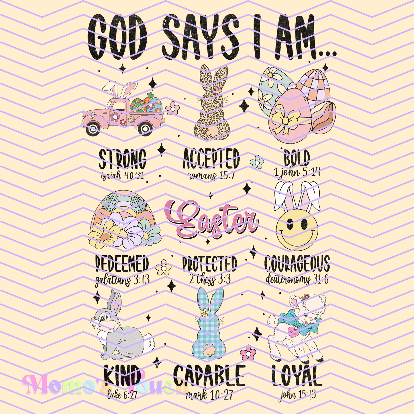 EASTER DTF FULL COLOR TRANSFER SHEET -  GOD SAYS I AM.... <3