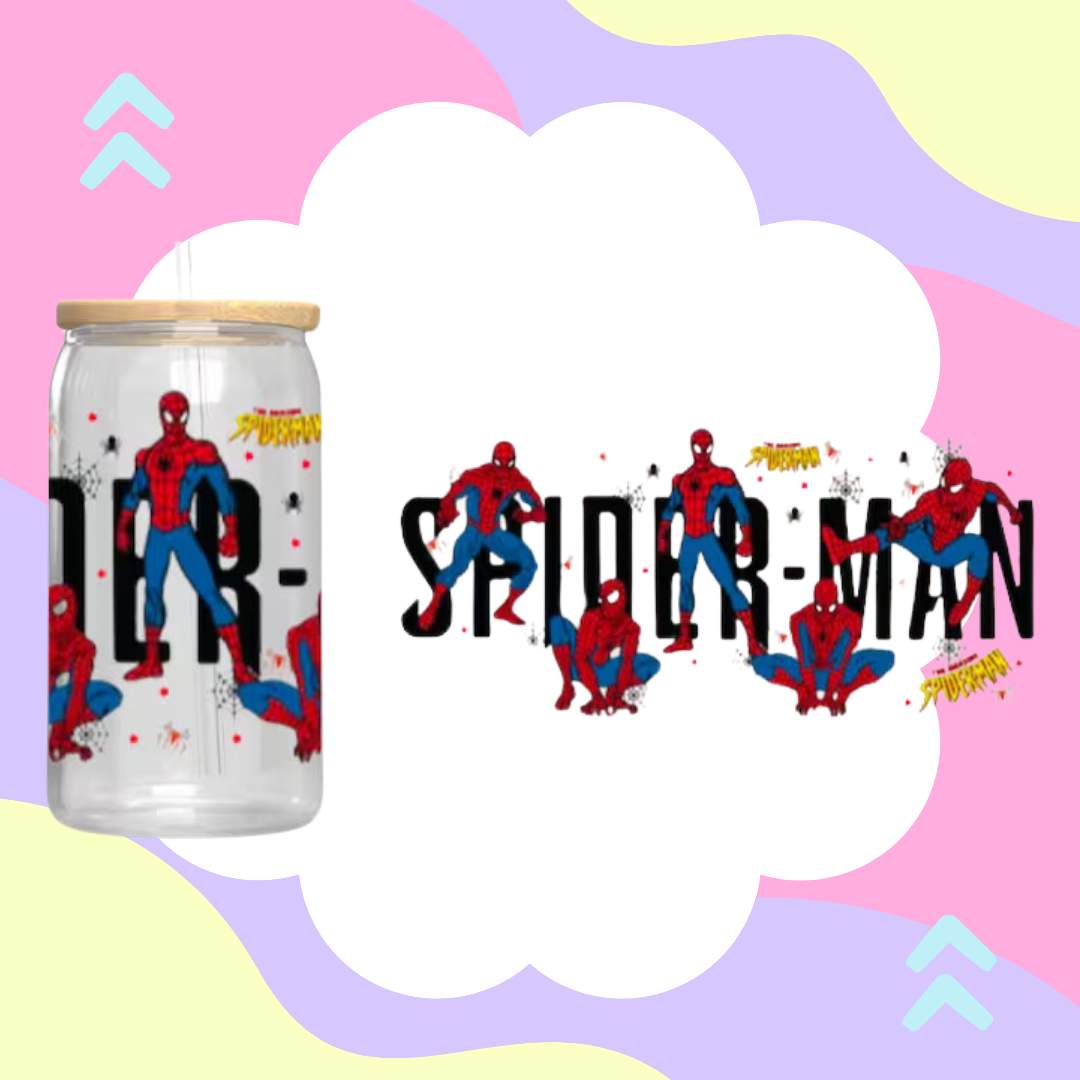 Spiderman 16 oz Libbey Glass Can UV DTF Wraps 🌈✨