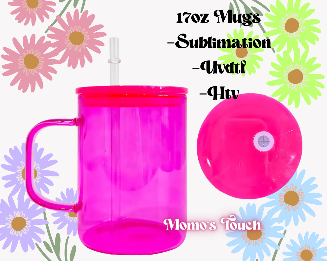 Adorable 17oz Colorful Mugs: Ideal for Sublimation, HTV, and UVDTF! 🌈✨