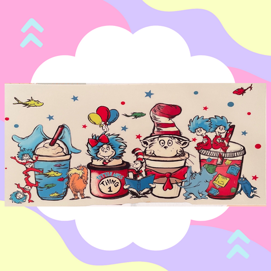 cat in the hat 16 oz Libbey Glass Can UV DTF Wraps 🌈✨