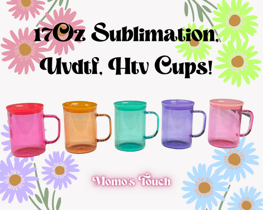 Adorable 17oz Colorful Mugs: Ideal for Sublimation, HTV, and UVDTF! 🌈✨